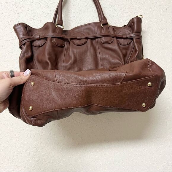 Isaac Mizrahi Live LG Satchel Leather Shoulder Bag Tote Purse Handbag Brown - Picture 4 of 16